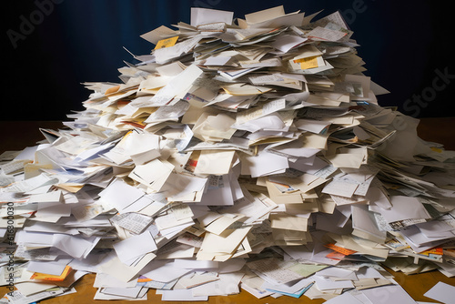 Large pile of unopened letters, lost mail letters sitting on a pile. Generative AI