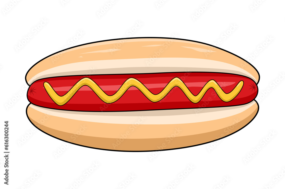 Hotdog vector isolated on white background, illustration of fast food Hotdog vector isolated on white background, illustration of fast food