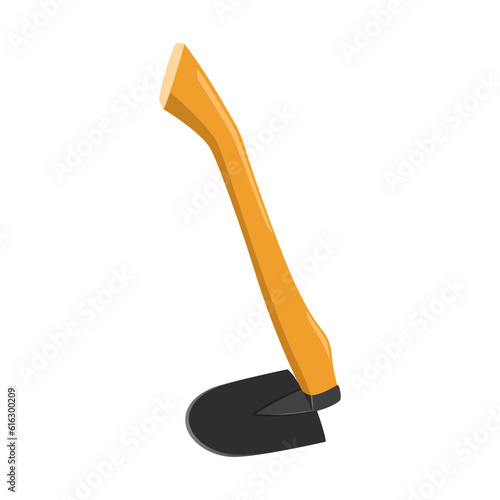 Hoe vector illustration, isolated on white background, farmer equipment, realistic style design
