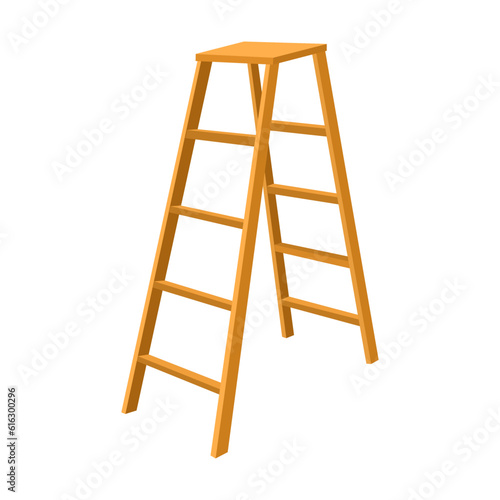 wooden step ladder vector illustration, isolated on white background, stepladder cartoon