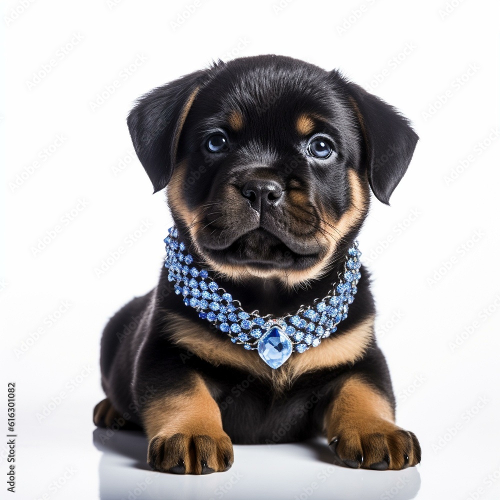 Rottweiler puppy on a white background