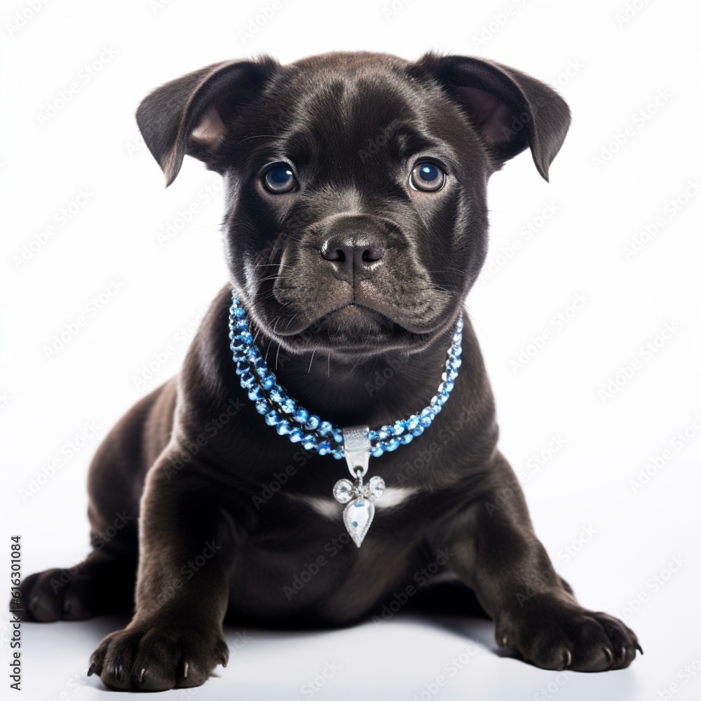 American Bully puppy on a white background