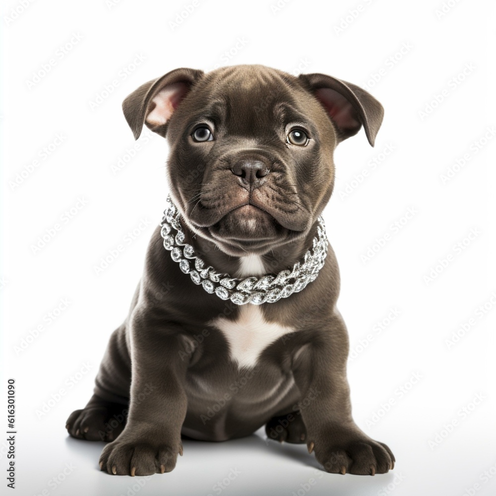 American Bully puppy isolated on a white background