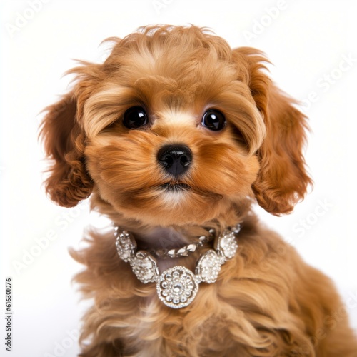 Cavoodle puppy on a white background photo