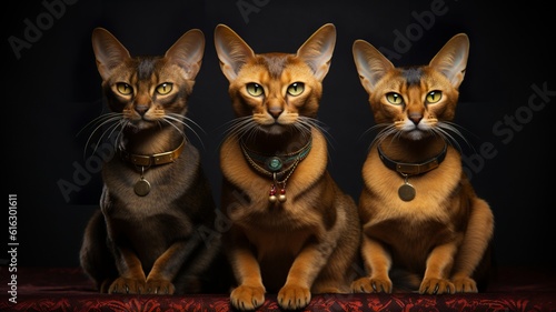 Feline Squad Goals - Abyssinians in Perfect Formation © Emojibb.Family