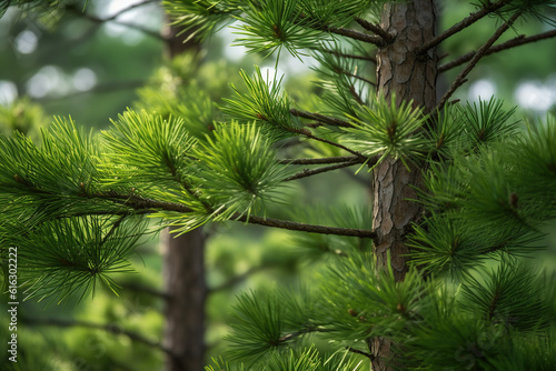 closeup pine tree, pine forest background