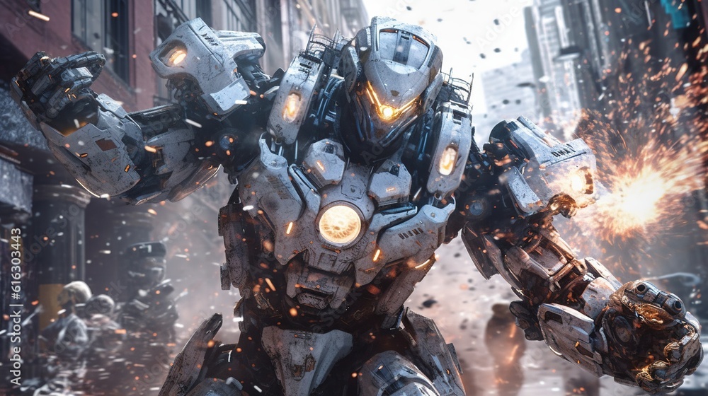 Fototapeta premium mecha combat system, digital art illustration