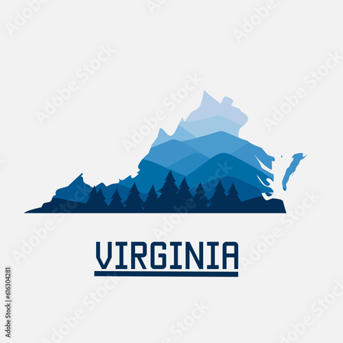 Murais de parede illustration vector of blue ridge mountain in virginia perfect for print