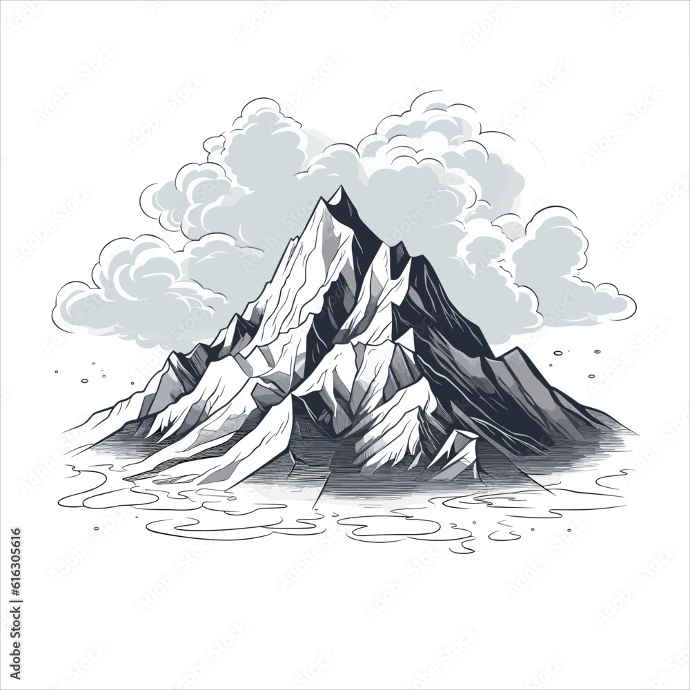 Mountain vector illustration, mountain tree vector