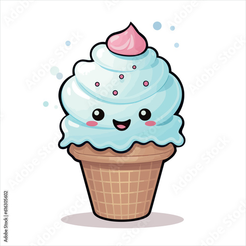 A cute Ice Cream flat illustration, ice-cream vector drawing, colorful cartoon ice-cream illustration
