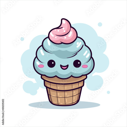 A cute Ice Cream flat illustration, ice-cream vector drawing, colorful cartoon ice-cream illustration