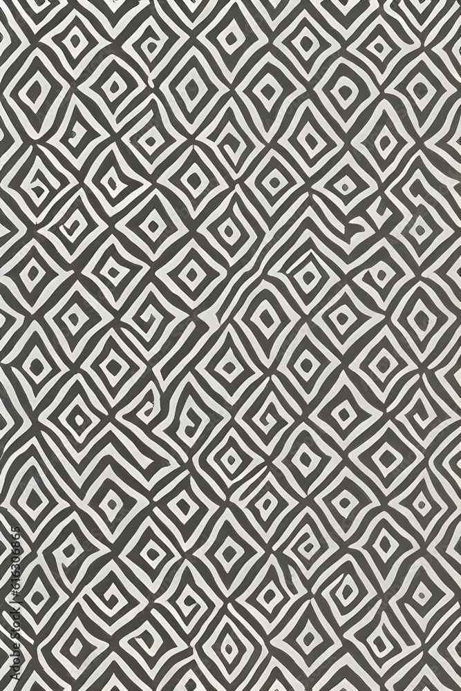 Simple hand drawn black and white pattern. (AI-generated fictional illustration)
