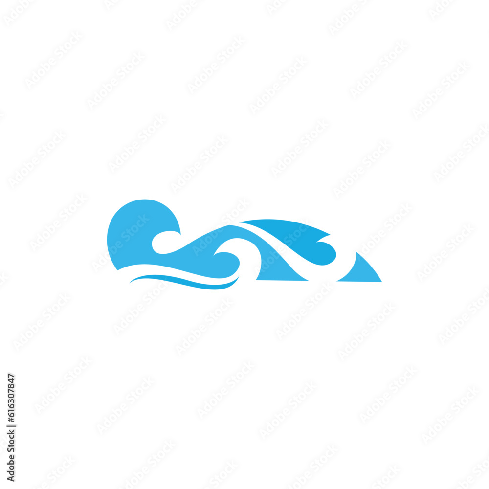 Ocean wave logo with sun design vector template. Ocean wave logo with sun design vector template.