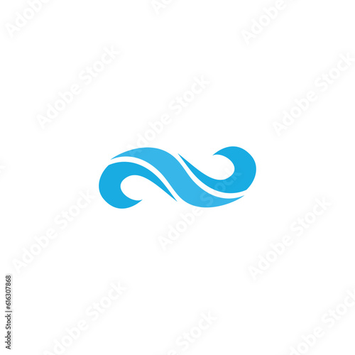 Ocean wave logo with sun design vector template. © Chusni