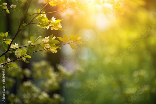 Ethereal spring background. Softly blurred, creating a dreamlike ambiance. This image offers a visual retreat and evokes a sense of freshness, and growth. © Pixel Alchemy