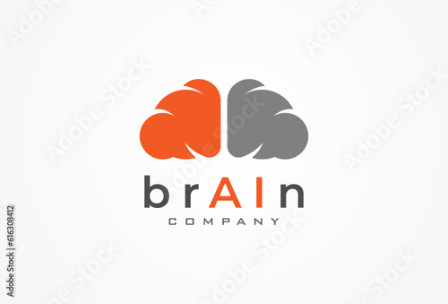 Brain Logo, modern brain logo style, flat design logo template, vector illustration