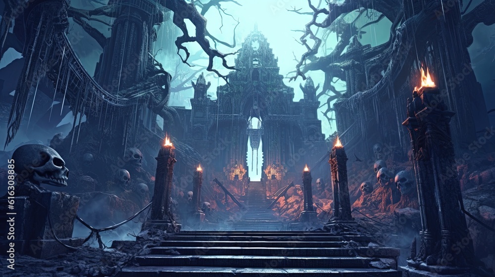 Obraz premium davy jones necropolis, digital art illustration