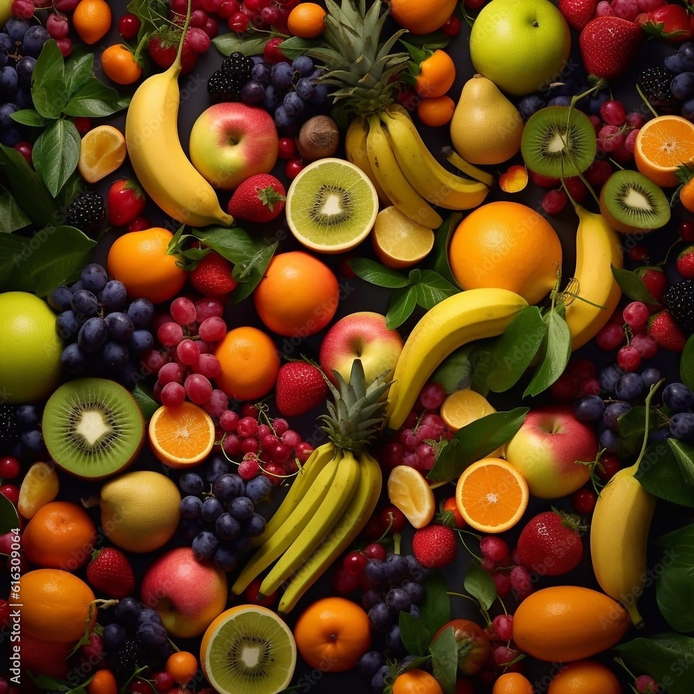 fruits and vegetables pattern generative AI fruits and vegetables pattern generative AI