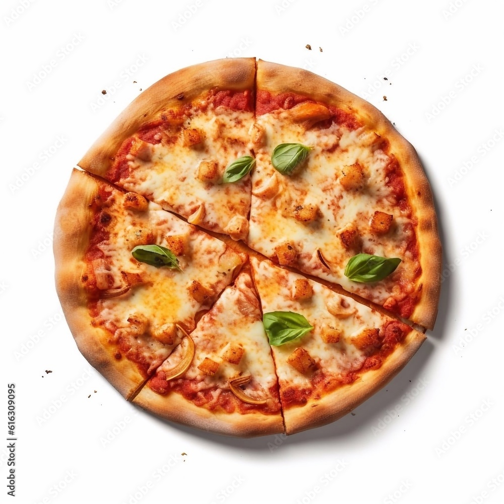 pizza isolated on the white background generative AI