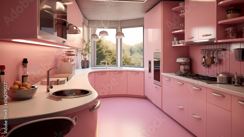 Modern Pink Kitchen Interior