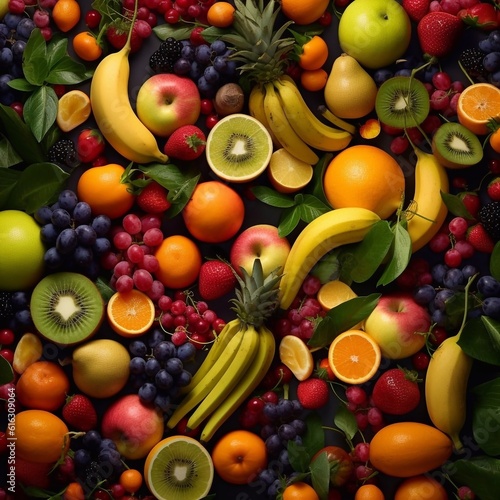 fruits and vegetables pattern generative AI © mrudik