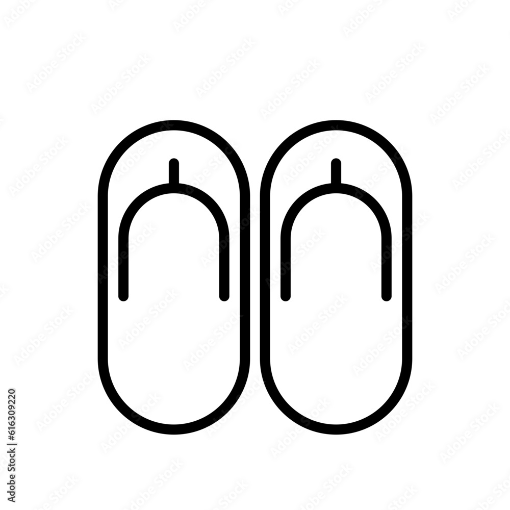 Flip Flops Travel and tourism icon with black outline style. summer, beach, vacation, holiday, sea, relax, fashion. Vector illustration Flip Flops Travel and tourism icon with black outline style. summer, beach, vacation, holiday, sea, relax, fashion. Vector illustration