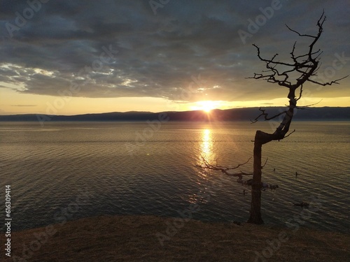 sunset on the lake Baikal