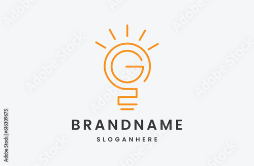 G letter in the lamp logo vector design template .