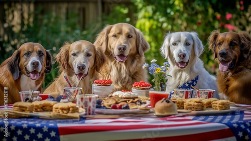 dogs having fourth of july party  Generative AI