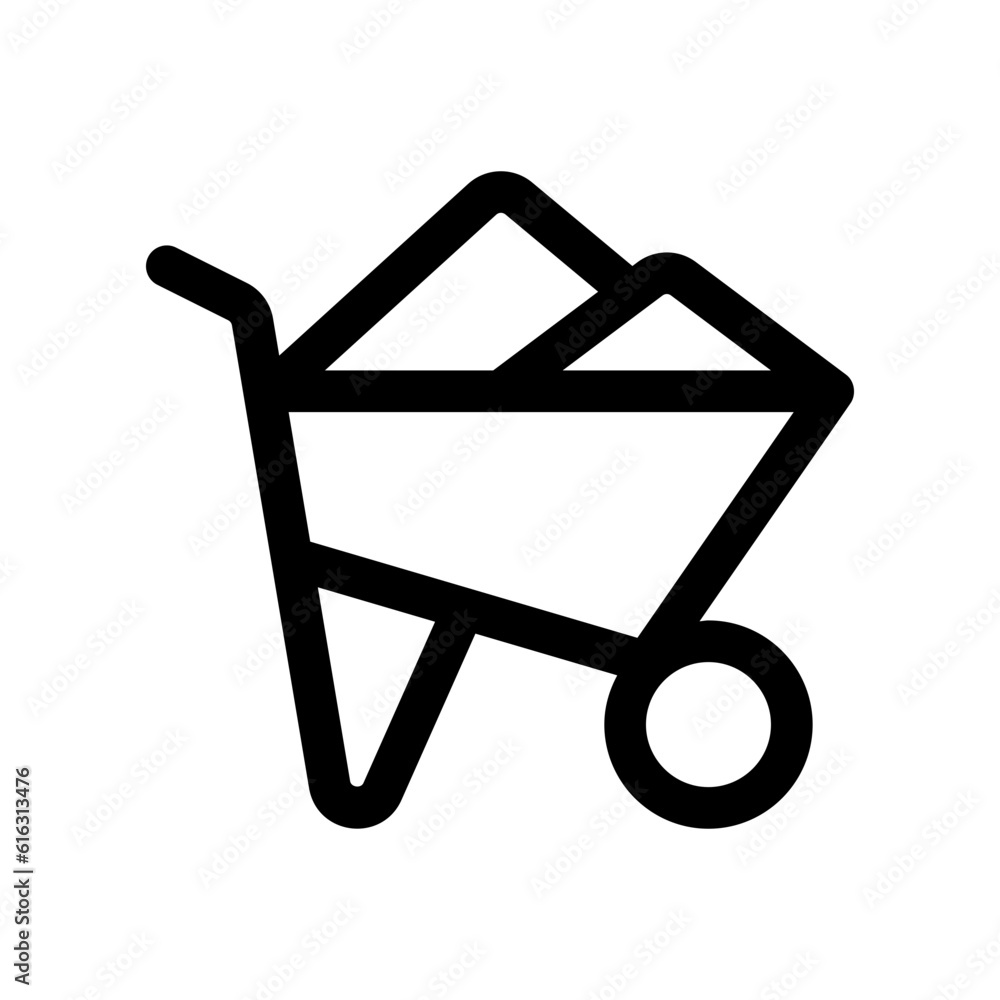 Editable wheelbarrow, cart, wheel, carrying, building vector icon. Construction, tools, industry. Part of a big icon set family. Perfect for web and app interfaces, presentations, infographics, etc Editable wheelbarrow, cart, wheel, carrying, building vector icon. Construction, tools, industry. Part of a big icon set family. Perfect for web and app interfaces, presentations, infographics, etc