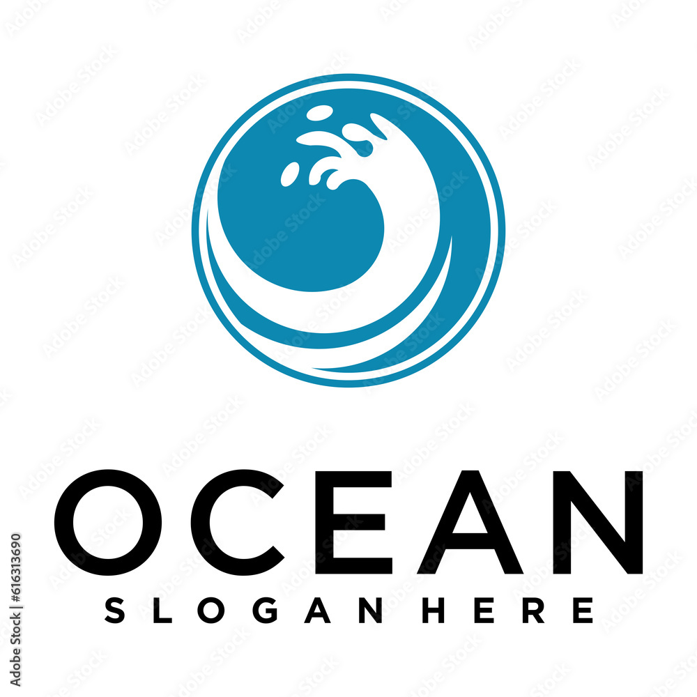 Fototapeta premium Wave logo vector design, minimal logo flat design