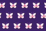 set of pink and white butterflies on a purple background repeating seamless pattern wallpaper