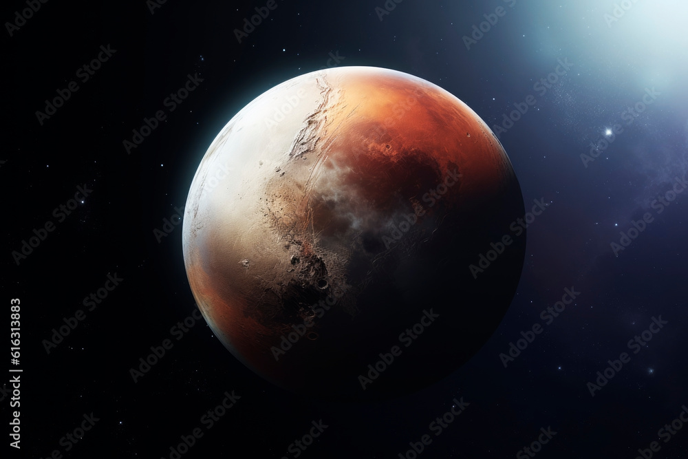 Fototapeta premium Planet Pluto on a dark background. Generative AI