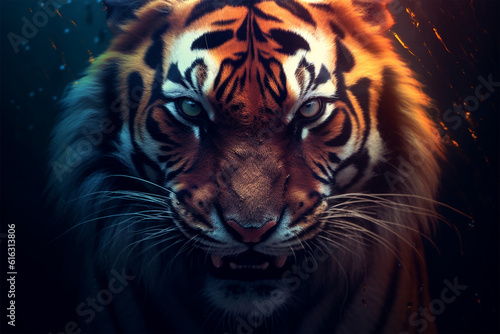 Generative AI. scary tiger face background