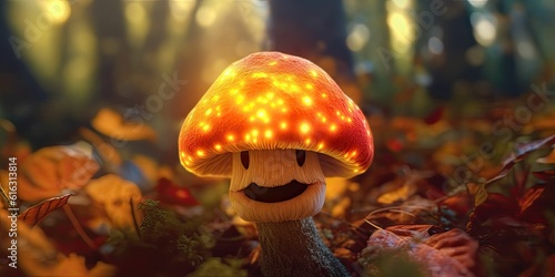  mushroom vibrant, bioluminescent