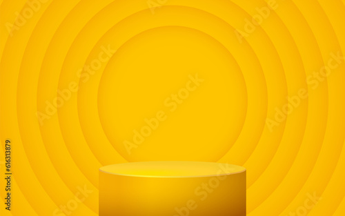 product podium display 3d Empty Cylinder circle in yellow color background
