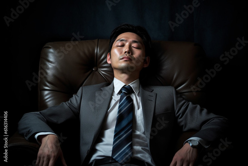 疲れて仮眠をとる男性会社員：AI生成画像 photo