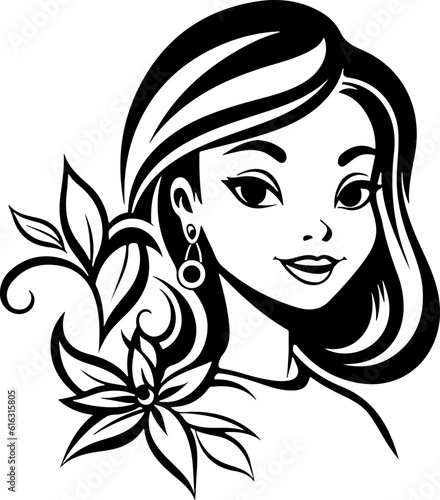 Vector illustration, a joyful young woman radiating happiness and vibrant energy.