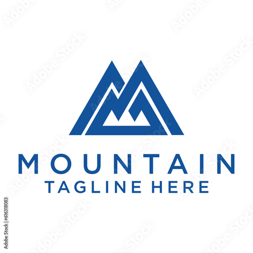 Abstract mountain shape logo design modern line art style