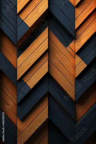 Geometric wooden design. AI generative