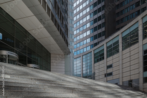 Outdoor exterior view at staircase in front of Commerzbank in Frankfurt, Germany.  photo