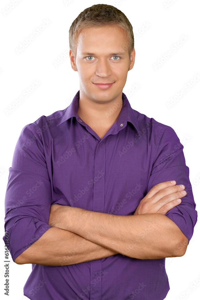 Causually dressed male with his arms crossed Causually dressed male with his arms crossed