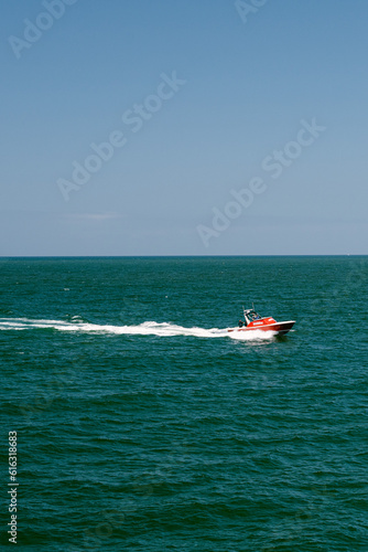 Lifeguard boat in the ocean