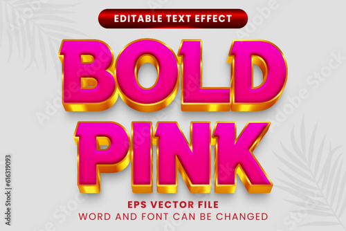 Luxury bold pink 3d editable vector text effect