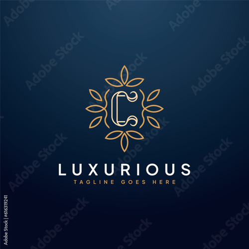 Luxury capital C letter. Elegant logo monogram. Vintage ornamental calligraphic design