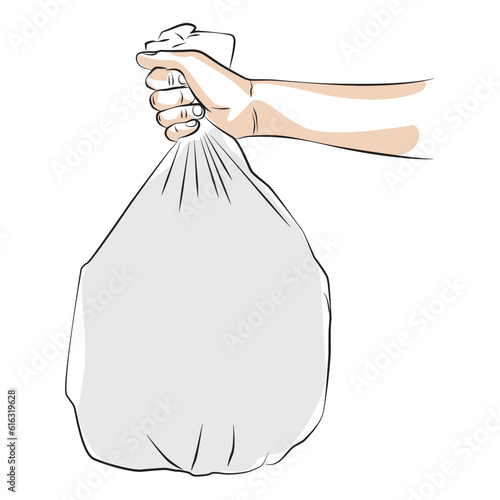 hand holding a garbage bags
