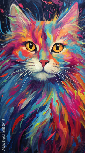 Abstract Siberian Majesty - Striking Illustration of a Siberian Cat © Ray
