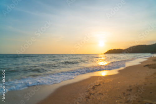 abstract blur beautiful sea beach with sunset time for background