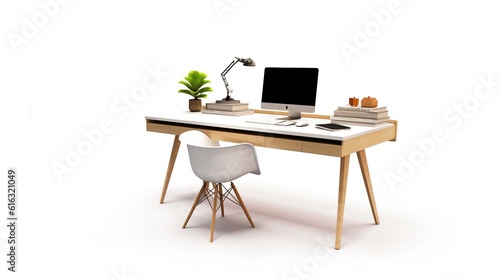 Desk on a white background