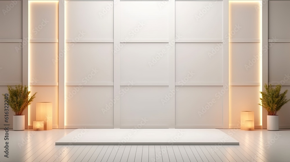 Fototapeta premium Beautiful Light Background with Decorative White Panels